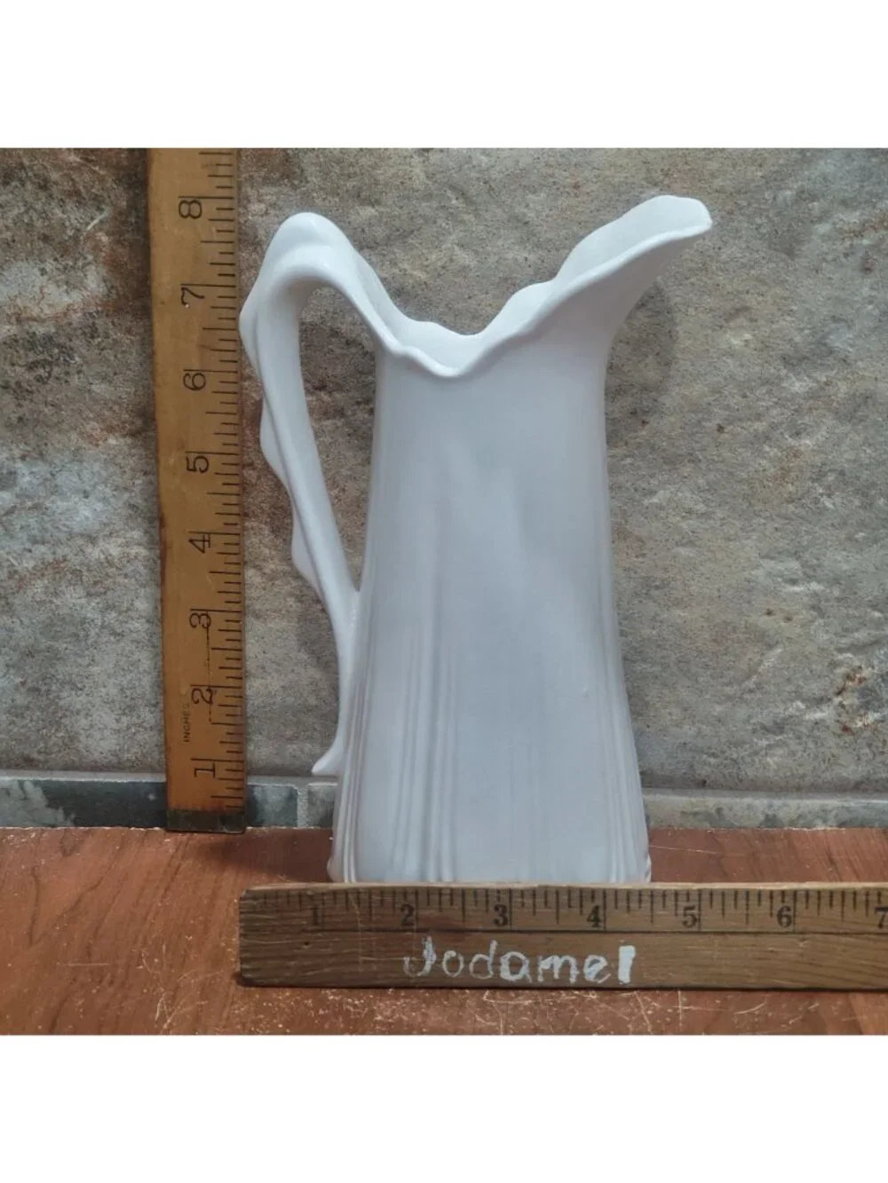 Vintage White Ironstone Water Pitcher Scallop Design